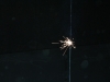 A spark kept alight, 2013, 1000 sparklers, 2mm cable, duration: 8h, dimensions: 60m, height of cable: 4m. Event (durational sculpture) part of exhibition : Le Pas Funambule, Geneva, Switzerland. Collection Frac Franche Comté, France