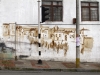 Armenian landscape, Fresco painted with some coffee on a house of colonial architecture of the coffee zone of Armenia in Colombia, 2013, triptych, digital color photography, wood frame, glass 67 x 100 cm each photo, edition of 5 + 2 AP