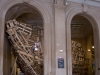 L'épave, 2009, sculpture, 150 transport pallets, rubber strips and sandbags, with the collective 