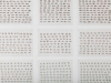 Soeur n°0, 2014, installation, 120 feuilles laminées sous plastique transparent, fils de 34 bobines, 200 x 700 cm, pièces uniques. Photo © Skyler Edwards