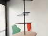 Bibliothèque d’étreintes (ll), 2019, sculpture, objets à activer, contreplaqué, peinture à l’huile, acier, 270 cm x dimensions variables, pièce unique. Vue de l’exposition Possiblement Nous, Galerie du Crous, Paris, France, 2019. Photo © Melodie Lapostolle