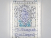 Le courage mie que l’argent, 2019, encaustic painted stained glass, cotton fabric, wax, pigments, neon tube, wood frame, 106 x 180,5 x 6 cm, unique piece. Exhibition view Sainte Chapelle, Dohyang Lee Gallery, Paris, France. Photo © Aurélien Mole