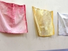 Naked Painting, 2003, 3 dishes, 3 canvases, 79 x 69 cm each