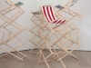 Normales de saison, 2018, wood, fabrics, screws, 7 chairs, variable dimensions, unique pieces. With the support of ADAGP