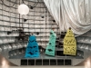 Echotopia #Cotonou #Saxnäs #Jullouville, 2023, 3 score-carpet-capes, fabric applied on wax, insulating paper, 90 x 200 cm each piece, unique pieces