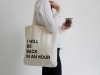 I will be back in an hour, 2018, cotton bag, 70 x 32 cm each piece, edition of 20