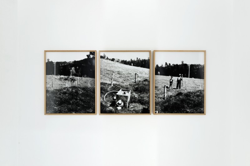 FAMILY FRANCO Y LOMA - Ubaté, 2015 - tryptich, positive in black and white of pinhole camera photographies, 42 x 52 x 3 cm with frame each piece, Edition of 5 + 2 AP