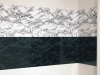 Marble Horizon, 2014, stickers vinyle autocollant, imprimé marbre blanc et noir, dimensions variables