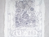 Sub 883, 2019, tatouage à l’encre de chine noire, cire et pigments blancs, tissu ciré, 60 x 40 cm, pièce unique