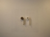 Two different time, 2013, papier toilette, rouleaux en carton, porte rouleaux en bois, 40 x 40 x 10 cm, pièces uniques